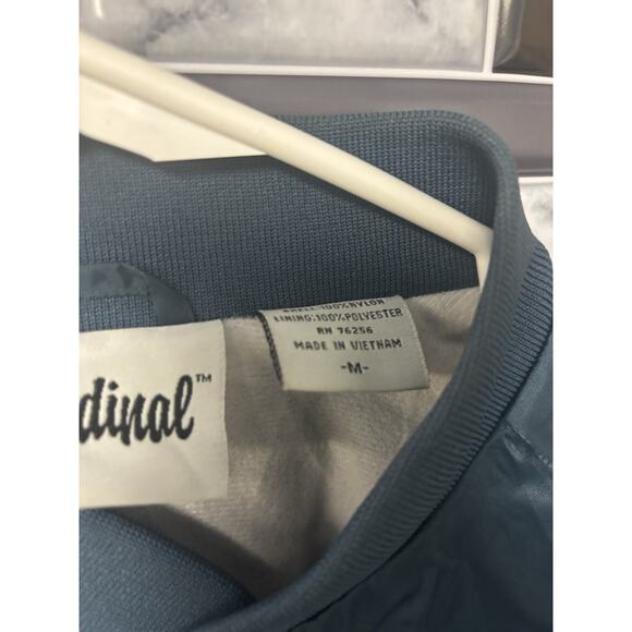 Vintage Cardinal Navy Blue White Bomber Varsity Style Jacket Size M Snap Buttons - Picture 3 of 6